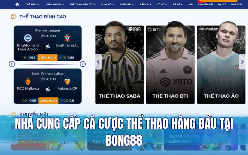 Nhà cung cấp cá cược thể thao hàng đầu tại Bong88